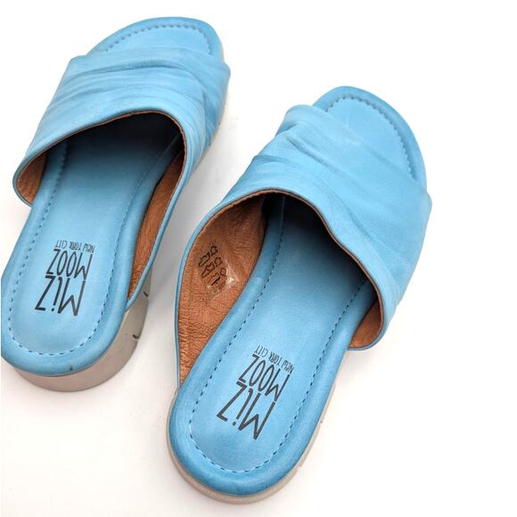 Miz Mooz Claribel Leather Slide Sandals Women's Teal Blue Size US6.5 EU37 - Picture 10 of 10